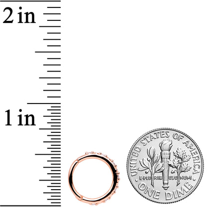 16G 3/8 Clear CZ Gem Rose Gold Tone Subtle Hinged Segment Ring