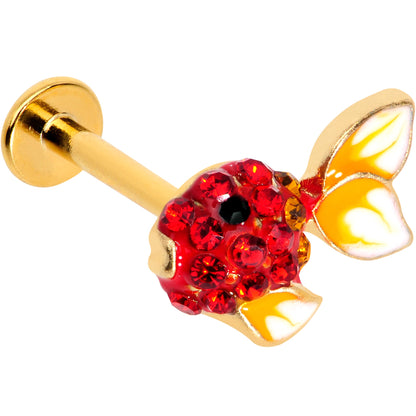 16G 5/16 Red Gem Gold Tone Blowfish Labret Monroe Tragus