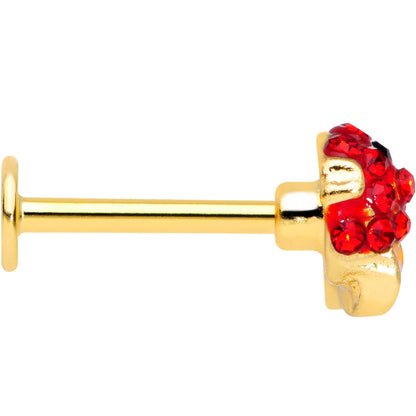16G 5/16 Red Gem Gold Tone Blowfish Labret Monroe Tragus