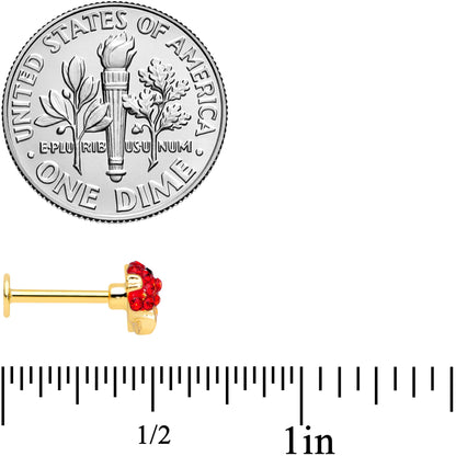 16G 5/16 Red Gem Gold Tone Blowfish Labret Monroe Tragus