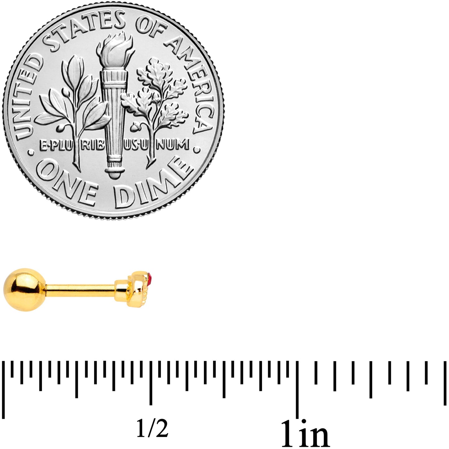 16G 1/4 Red Gem Gold Tone Inifity Love Cartilage Tragus