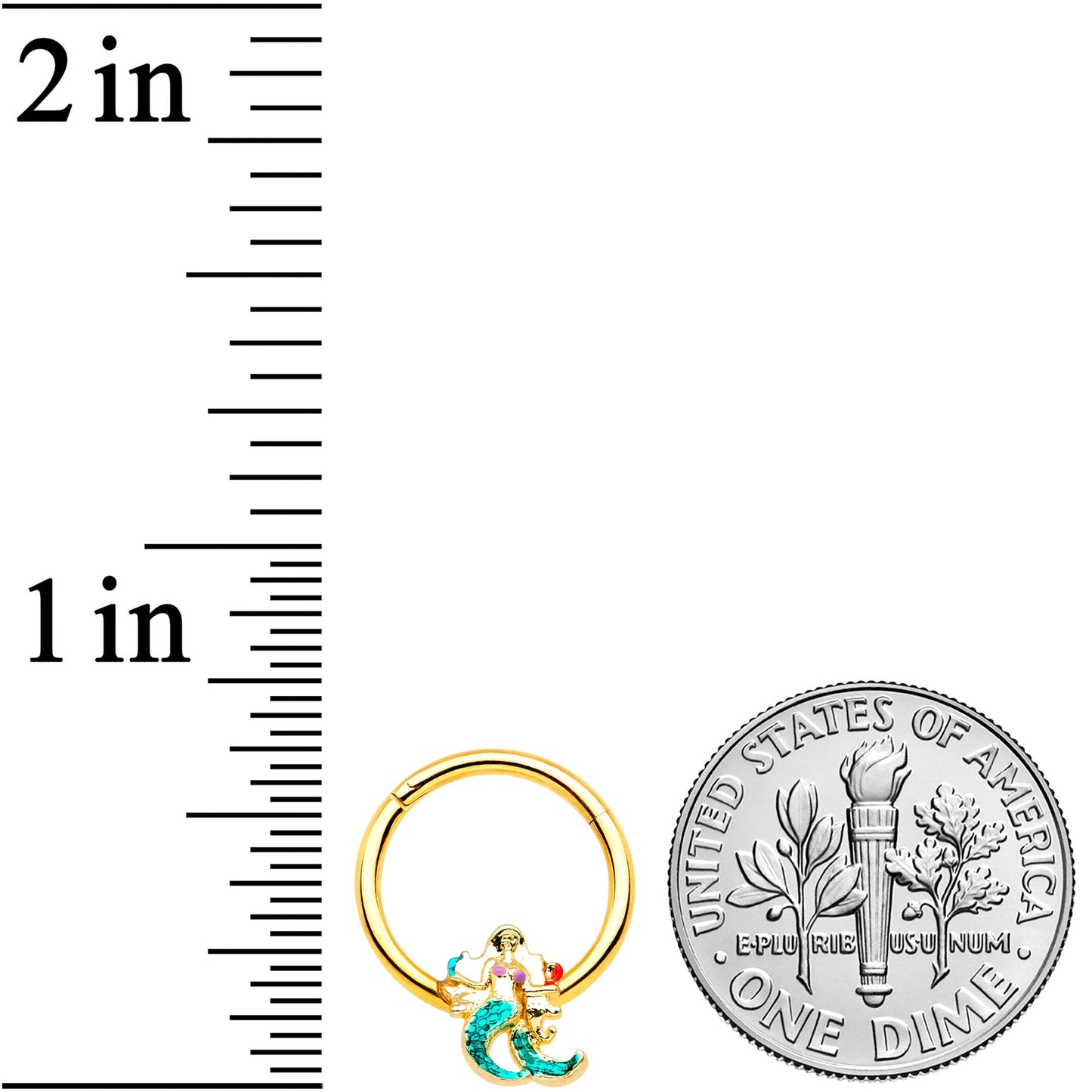 16G 3/8 Gold Tone Green Mermaid Septum Ring