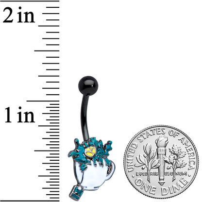 Black Creepy Halloween Tea Belly Ring