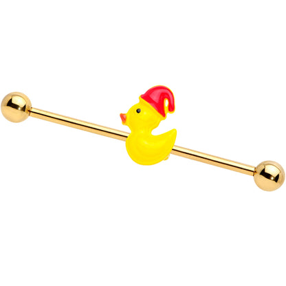 14G Gold Tone Sleepy Duck Industrial Barbell 38mm