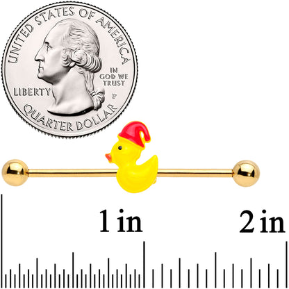 14G Gold Tone Sleepy Duck Industrial Barbell 38mm