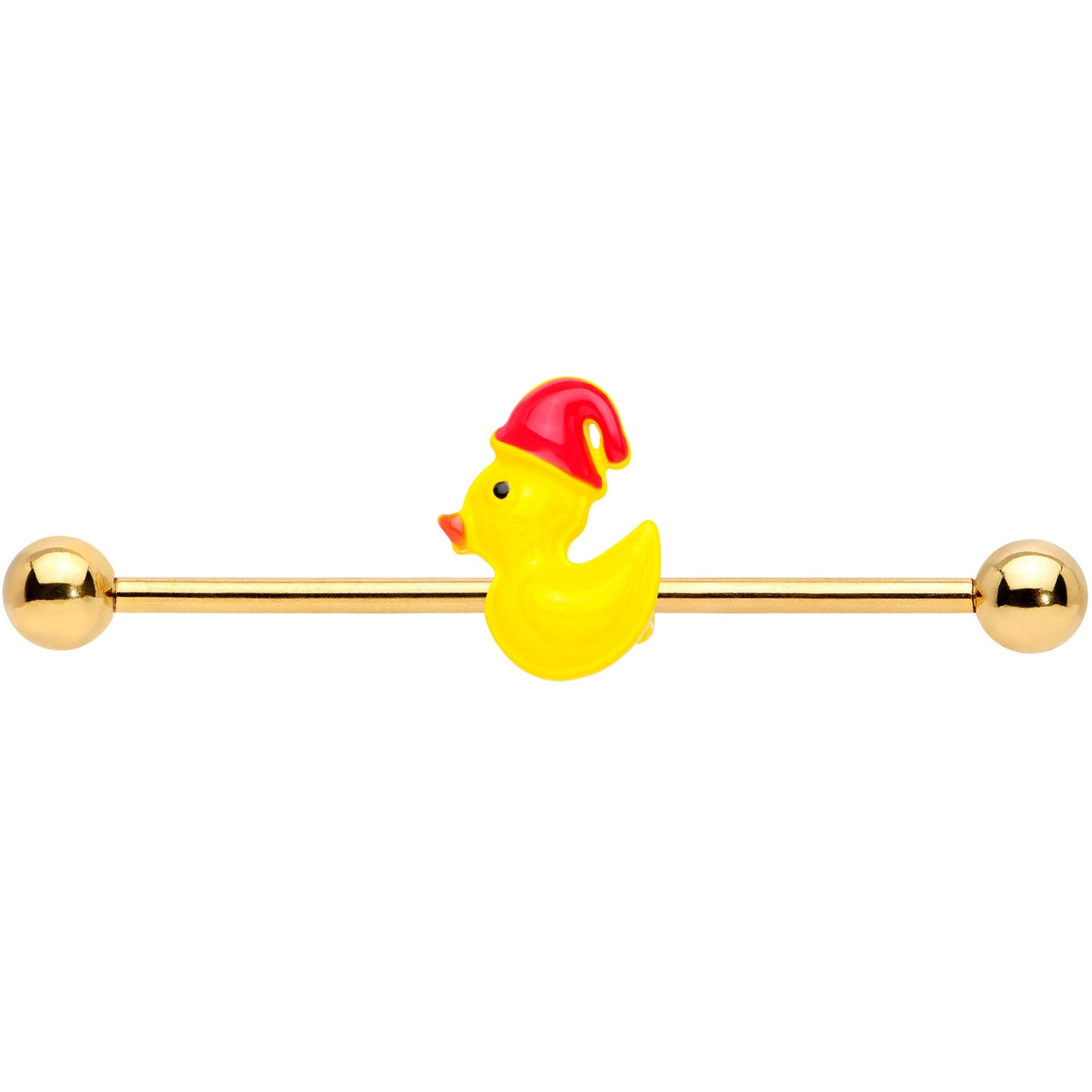 14G Gold Tone Sleepy Duck Industrial Barbell 38mm