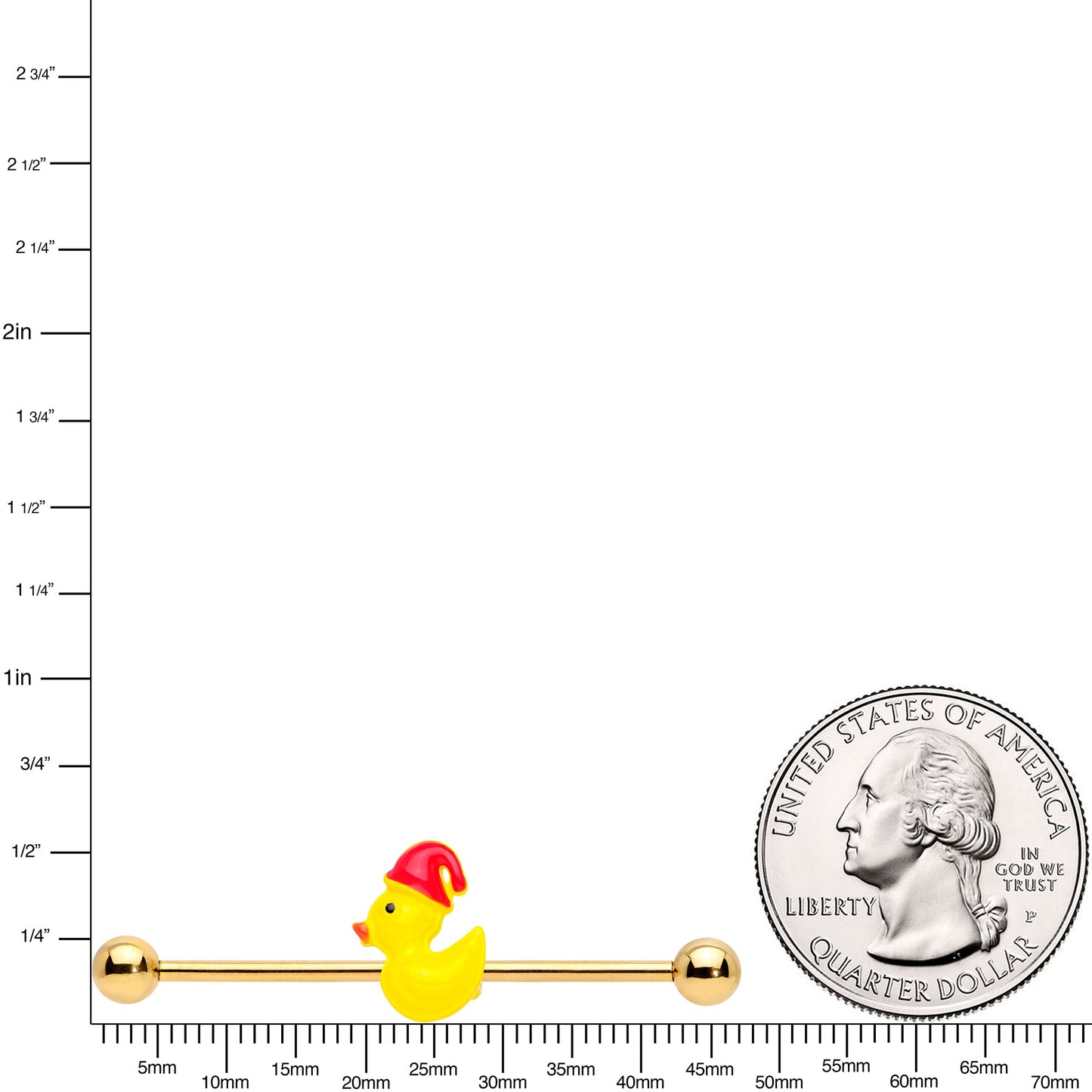 14G Gold Tone Sleepy Duck Industrial Barbell 38mm