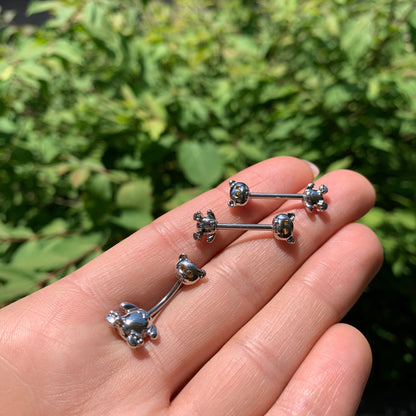14G 9/16 Yellow Gem Teddy Bear Barbell Nipple Ring Set