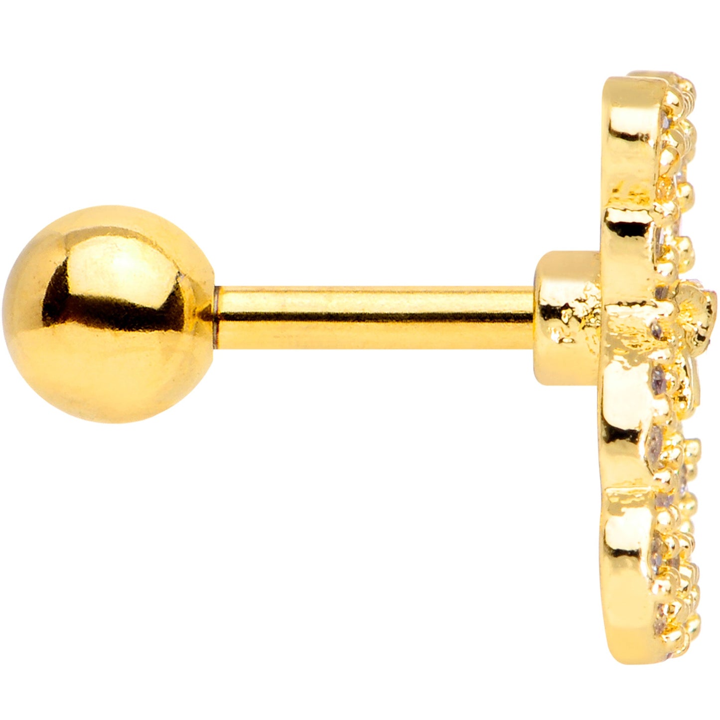 16G 1/4 Clear Gem Gold Tone Teddy Bear Cartilage Tragus