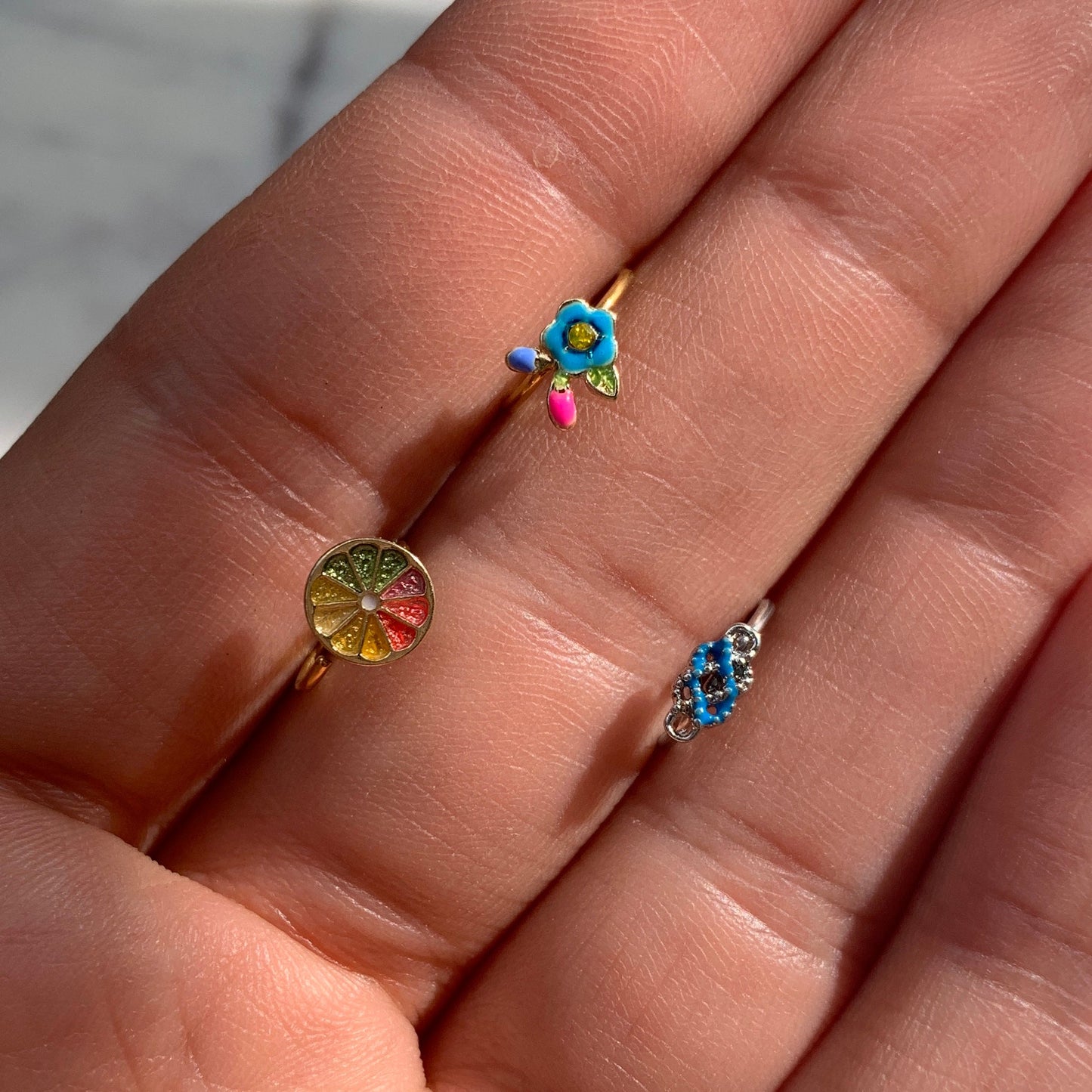 20G 5/16 Gold Tone Rainbow Grapefruit Nose Hoop