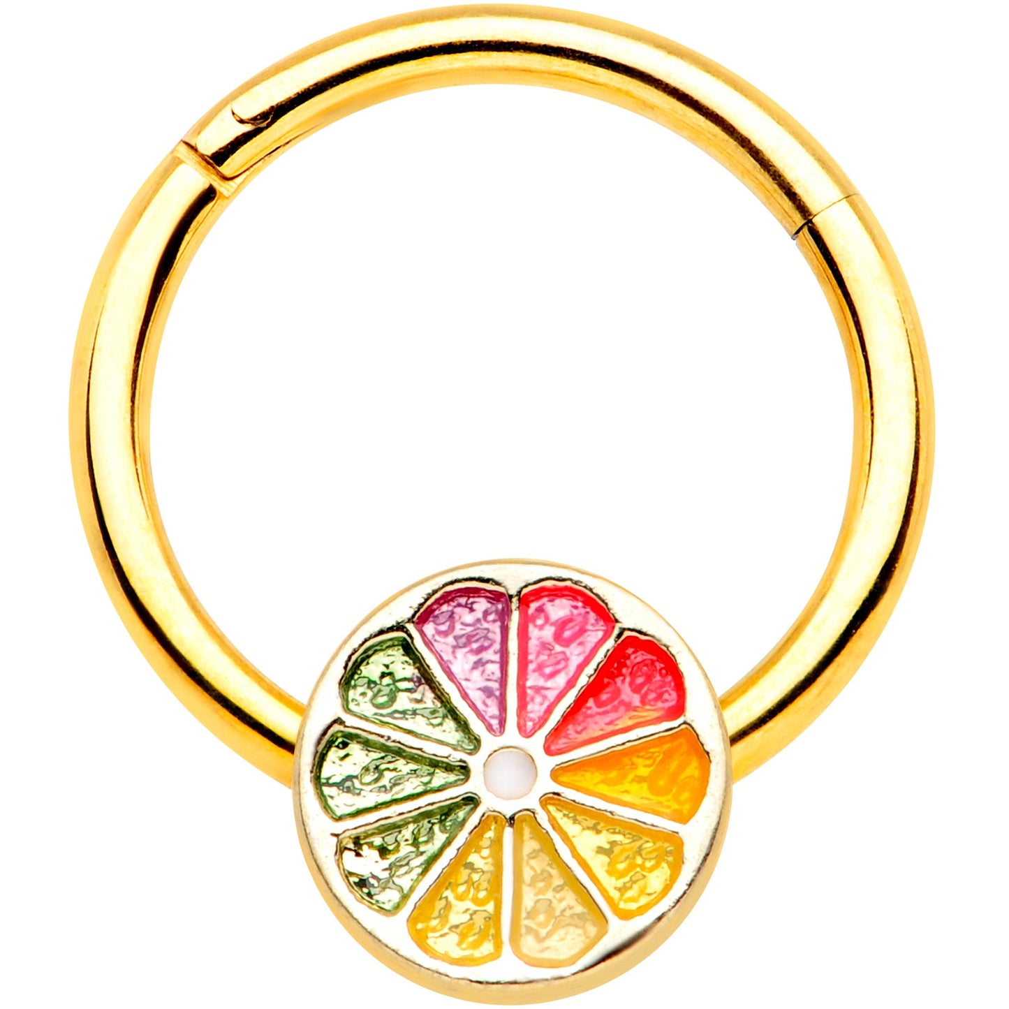 16G 3/8 Gold Tone Rainbow Grapefruit Septum Ring