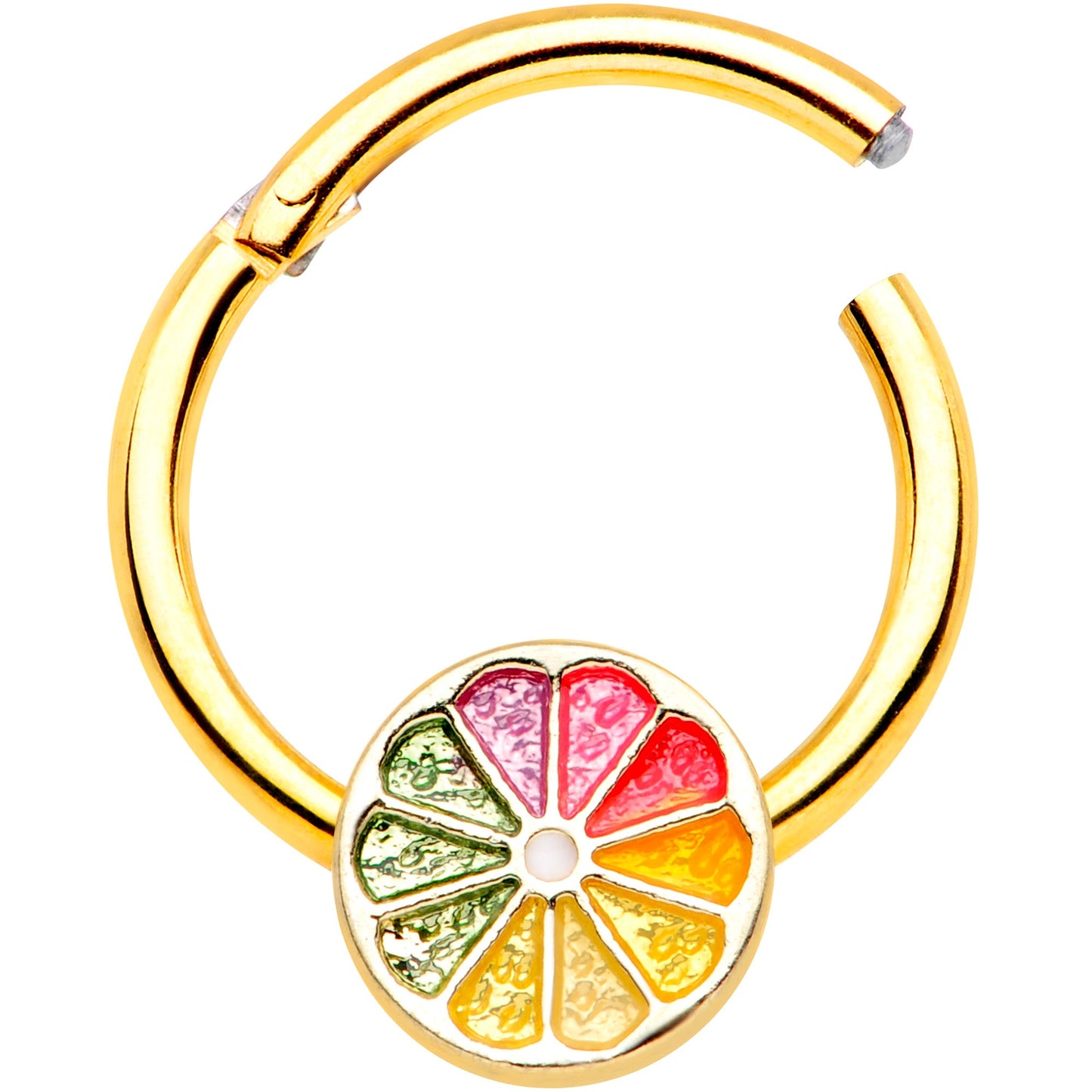 16G 3/8 Gold Tone Rainbow Grapefruit Septum Ring