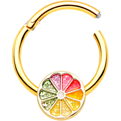 16G 3/8 Gold Tone Rainbow Grapefruit Septum Ring
