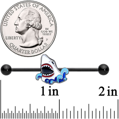 14G Black Shark Bite Industrial Barbell 38mm