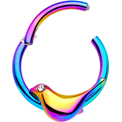 16G 3/8 Clear Gem Rainbow Bird Septum Ring