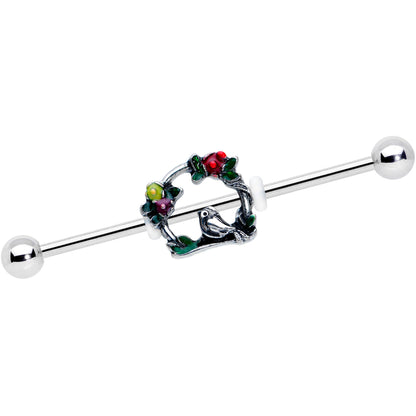 14G Red Yellow Flower Swing Bird Industrial Barbell 38mm