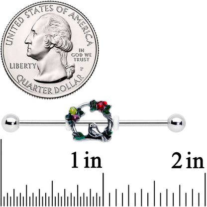 14G Red Yellow Flower Swing Bird Industrial Barbell 38mm