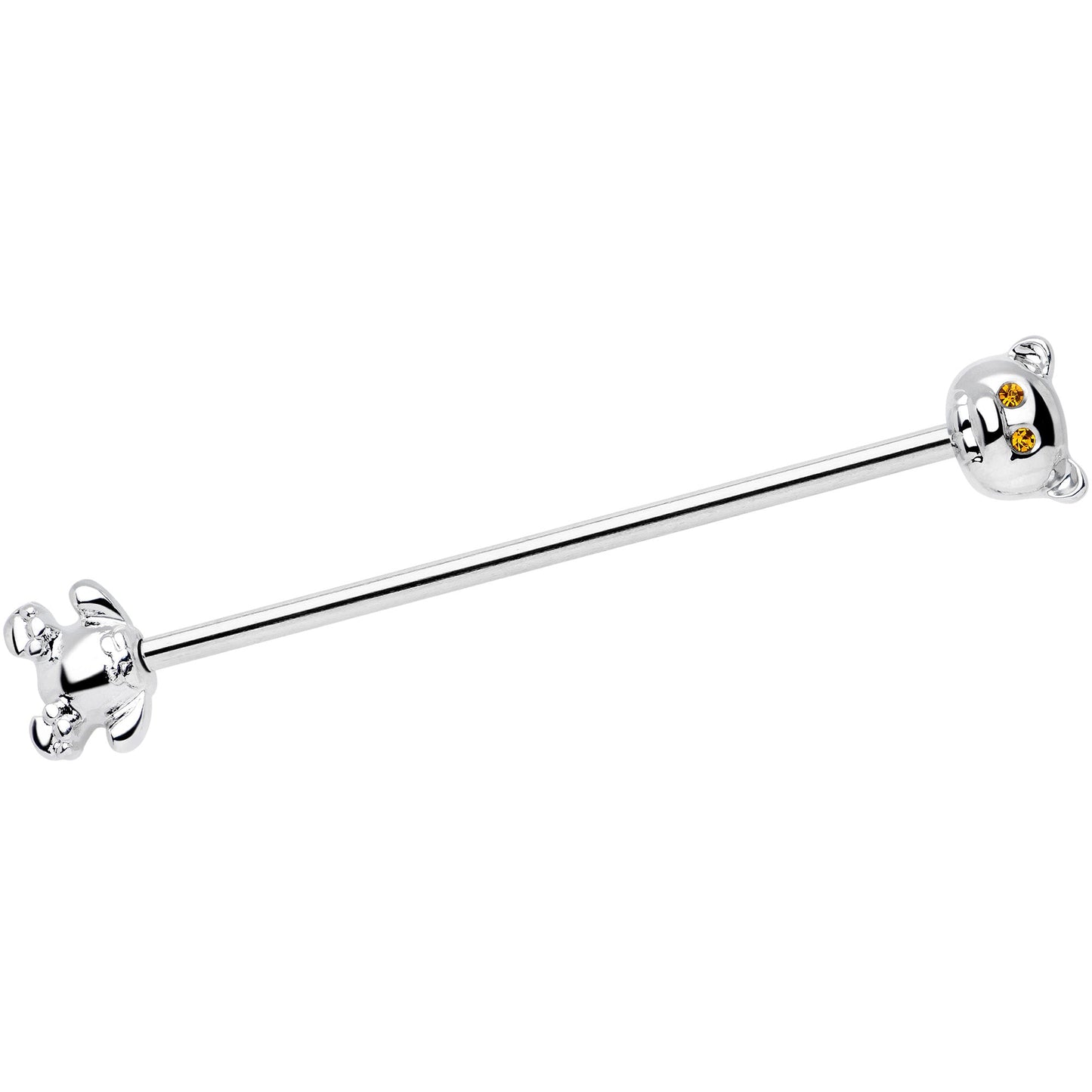 14G Yellow Gem Teddy Bear Industrial Barbell 38mm