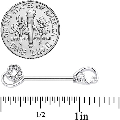 14G 5/8 Clear Gem Heart Swirl Barbell Nipple Ring Set