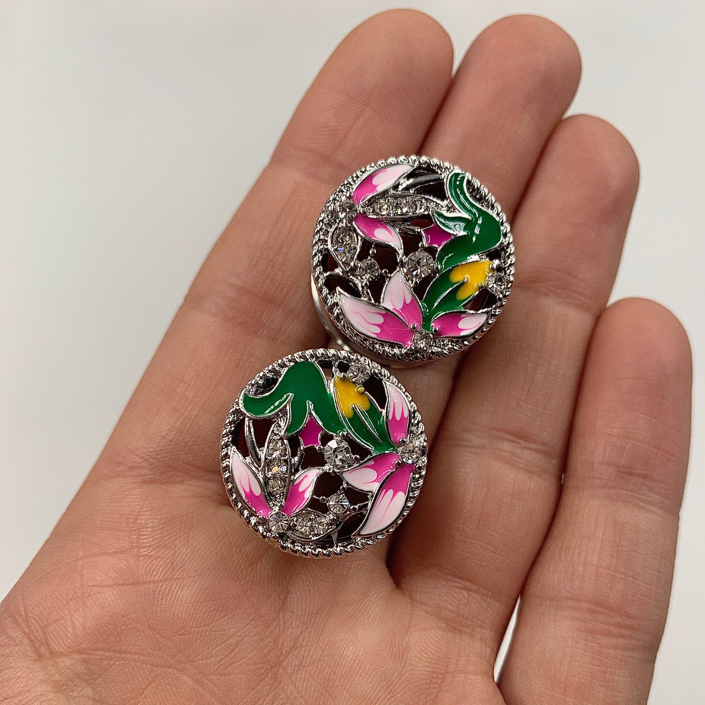 Clear Gem Exotic Garden Flower Double Flare Plug Set