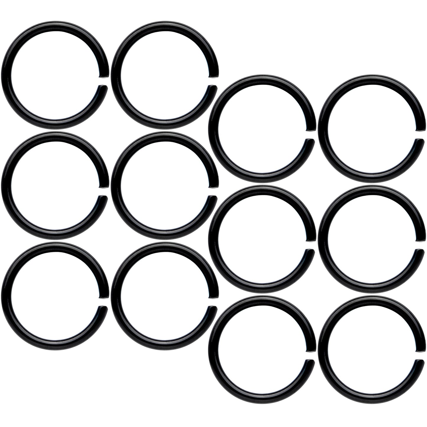18G 5/16 Black Anodized Seamless Circular Ring Set of 12