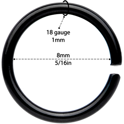 18G 5/16 Black Anodized Seamless Circular Ring Set of 12