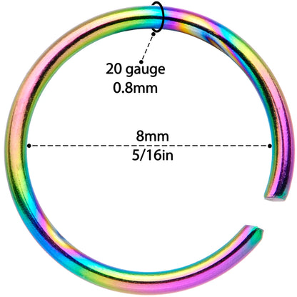 20G 5/16 Rainbow Anodized Seamless Nose Hoop Set of 12
