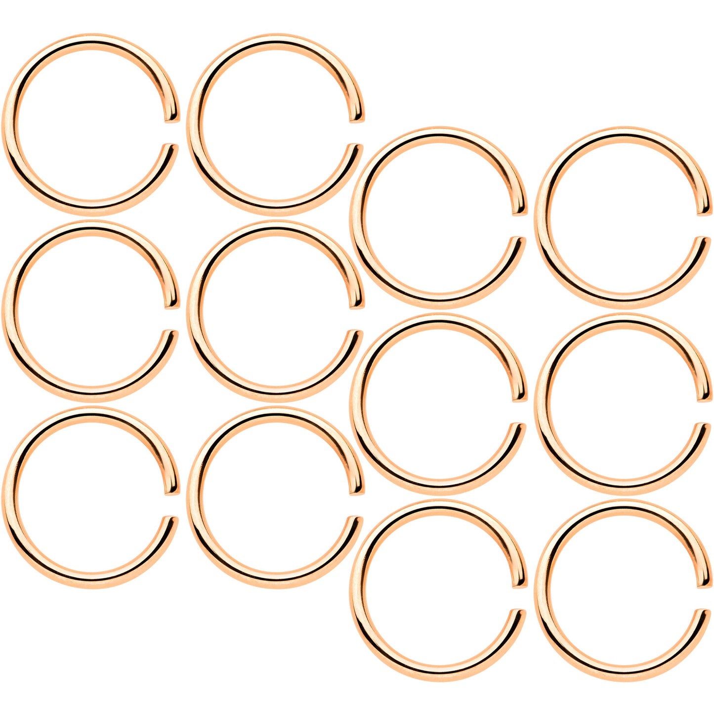 18G 5/16 Rose Gold Tone Anodized Seamless Circular Ring Set of 12