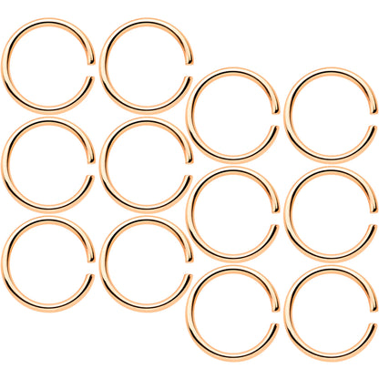 18G 5/16 Rose Gold Tone Anodized Seamless Circular Ring Set of 12