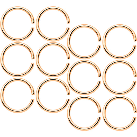 18G 5/16 Rose Gold Tone Anodized Seamless Circular Ring Set of 12