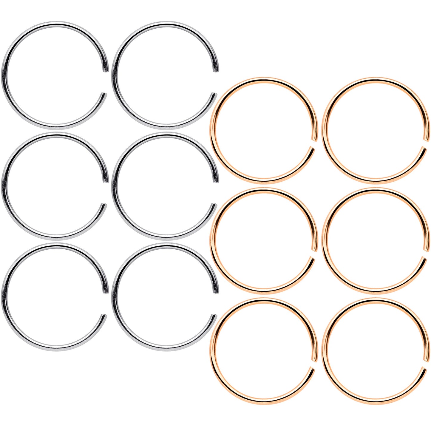 22G 5/16 Steel Rose Gold Tone Anodized Seamless Circular Ring Set of 12