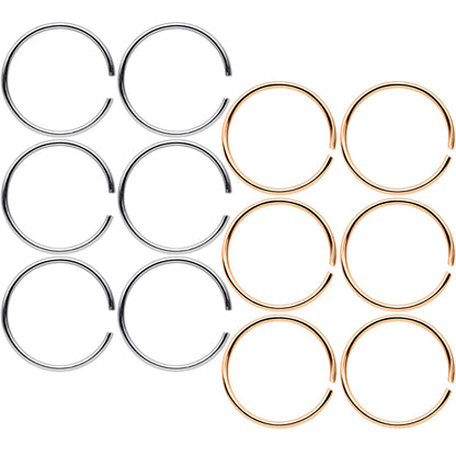 22G 5/16 Steel Rose Gold Tone Anodized Seamless Circular Ring Set of 12