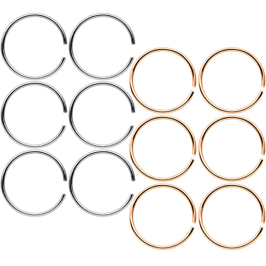 22G 5/16 Steel Rose Gold Tone Anodized Seamless Circular Ring Set of 12
