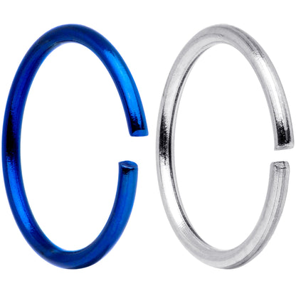20G 5/16 Blue Anodized Steel Seamless Nose Hoop Set of 12