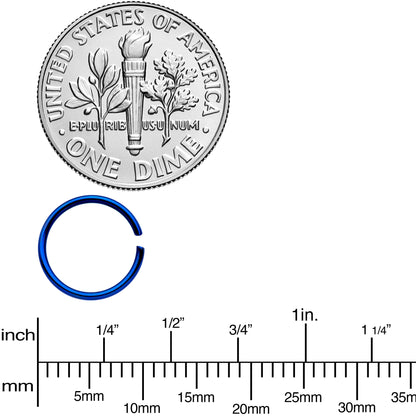 20G 5/16 Blue Anodized Steel Seamless Nose Hoop Set of 12