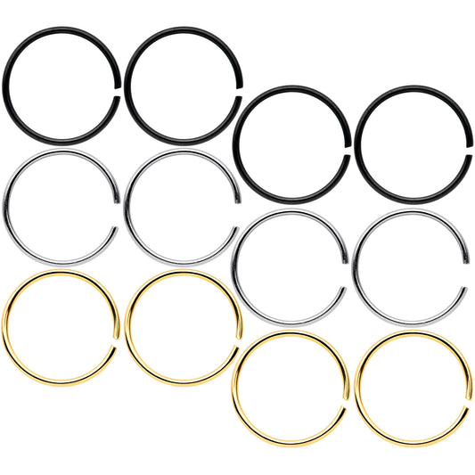 22G 5/16 Black Gold Tone Anodized Seamless Circular Ring Set of 12