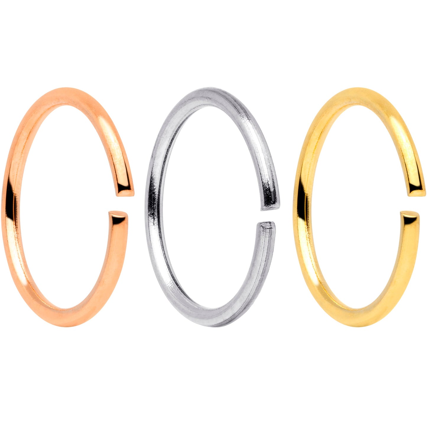 20G 5/16 Gold Tone Rose Gold Tone Anodized Seamless Circular Ring Set of 12