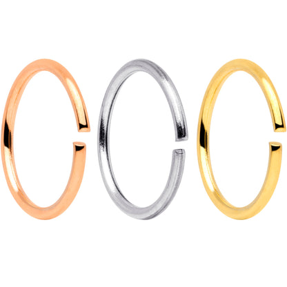 20G 5/16 Gold Tone Rose Gold Tone Anodized Seamless Circular Ring Set of 12