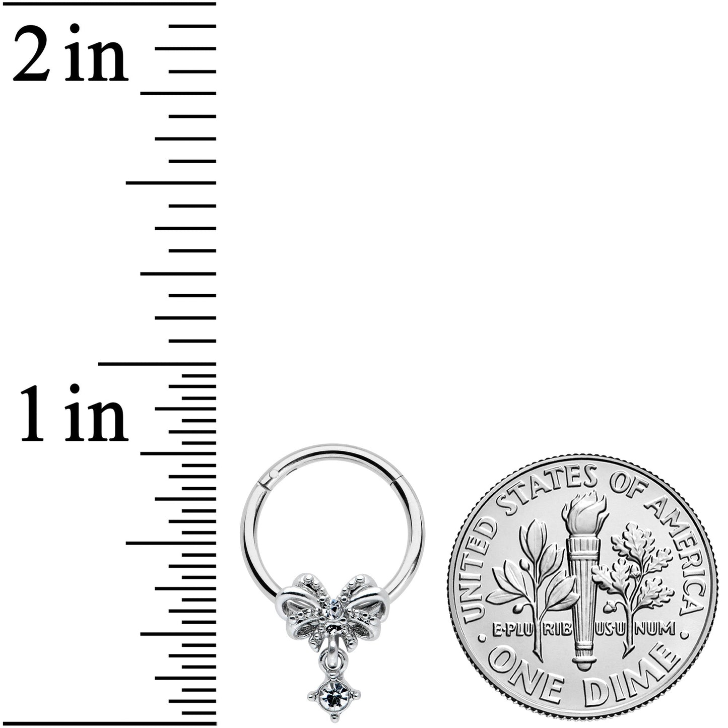 16G 3/8 Clear Gem Looping Bow Hinged Segment Ring