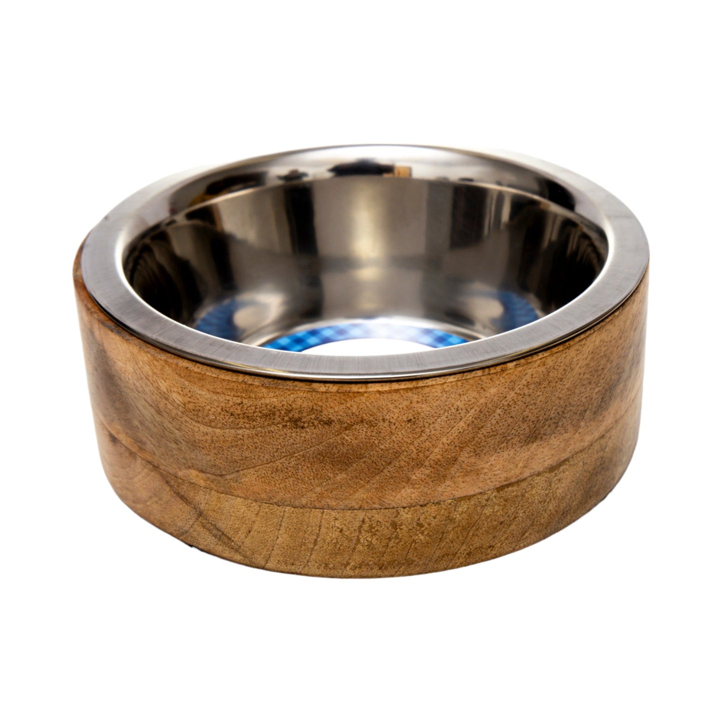 Country Living Stainless Steel Dog Bowl with Cylindrical Mango Wood Holder