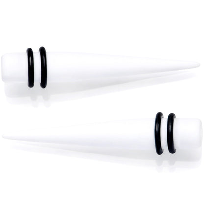 White Matte Acrylic Straight Taper Set 2G to 00G