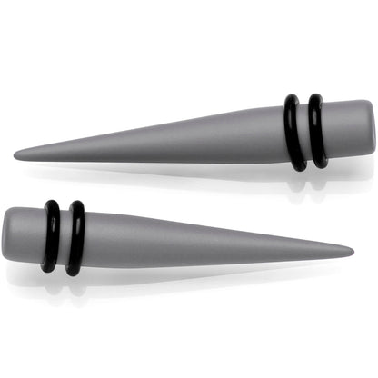 Grey Matte Acrylic Straight Taper Set 2G to 00G