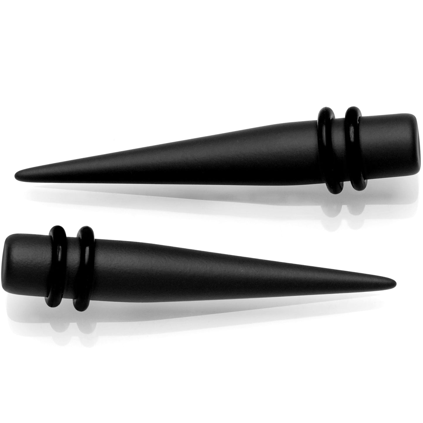 Black Matte Acrylic Straight Taper Set Available in Sizes 12G to 00G