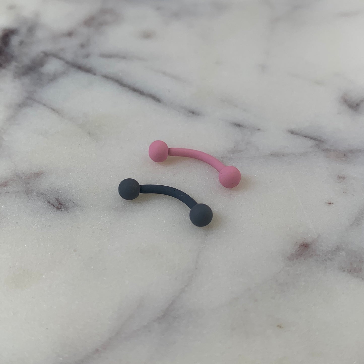 16G 5/16 Pink Acrylic Matte Curved Eyebrow Ring