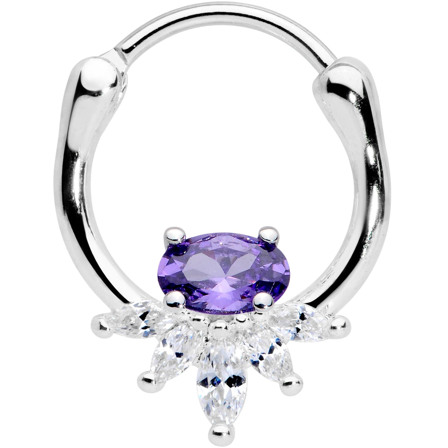 18G 3/8 Purple Clear Gem Spray Cartilage Clicker