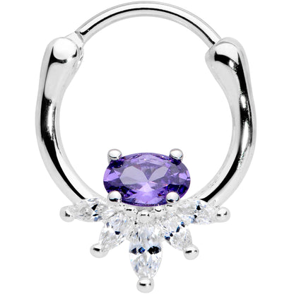 18G 3/8 Purple Clear Gem Spray Cartilage Clicker