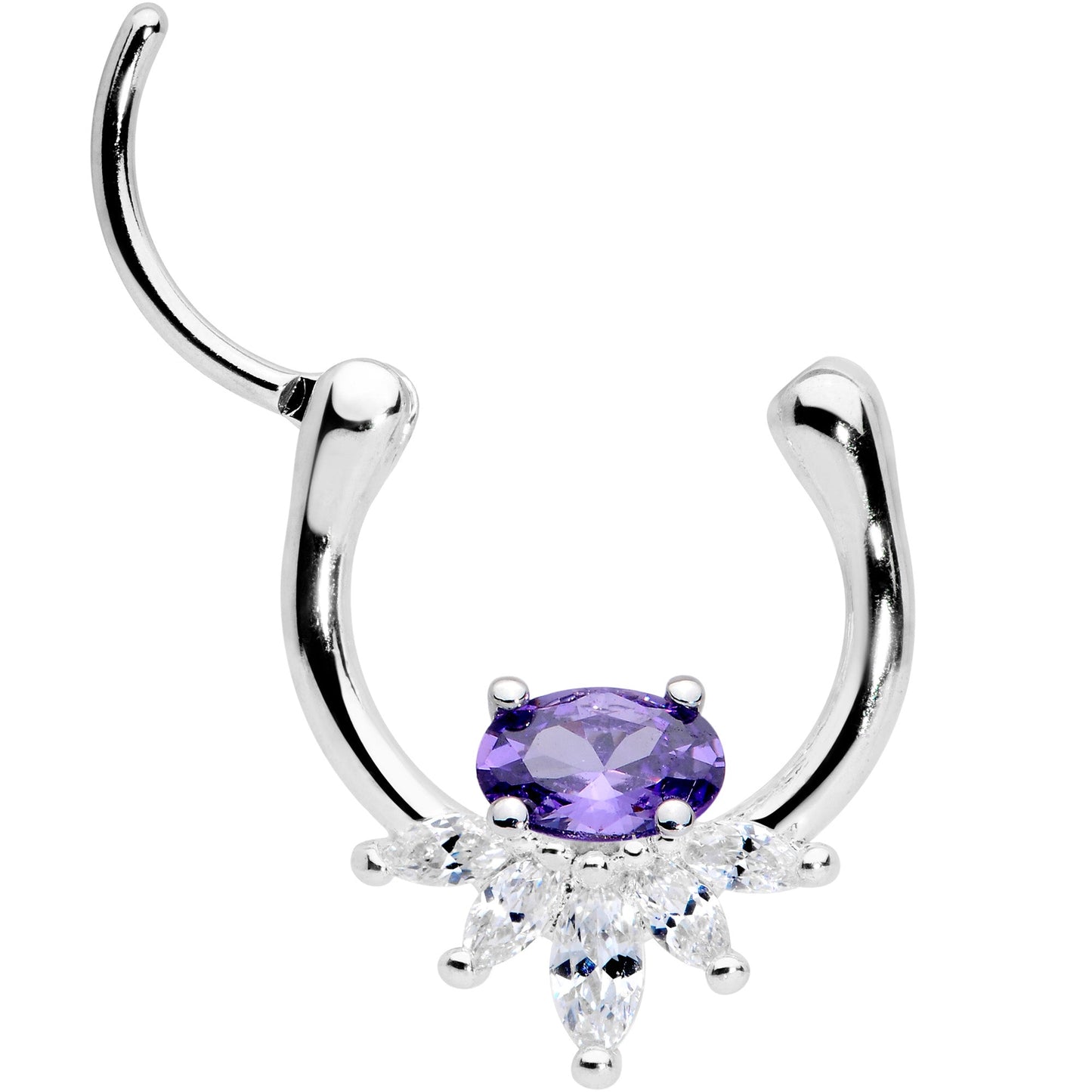 18G 3/8 Purple Clear Gem Spray Cartilage Clicker