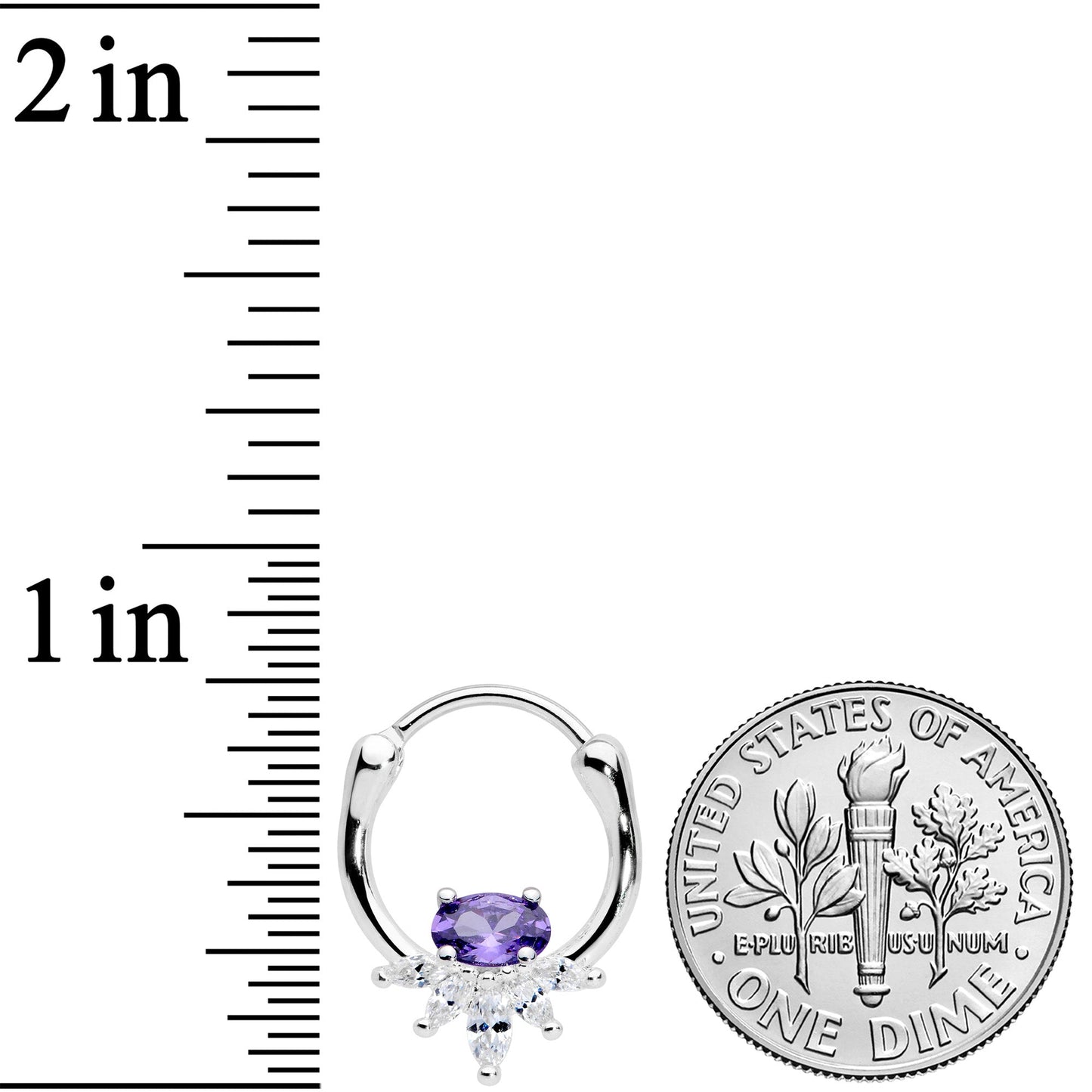 18G 3/8 Purple Clear Gem Spray Cartilage Clicker