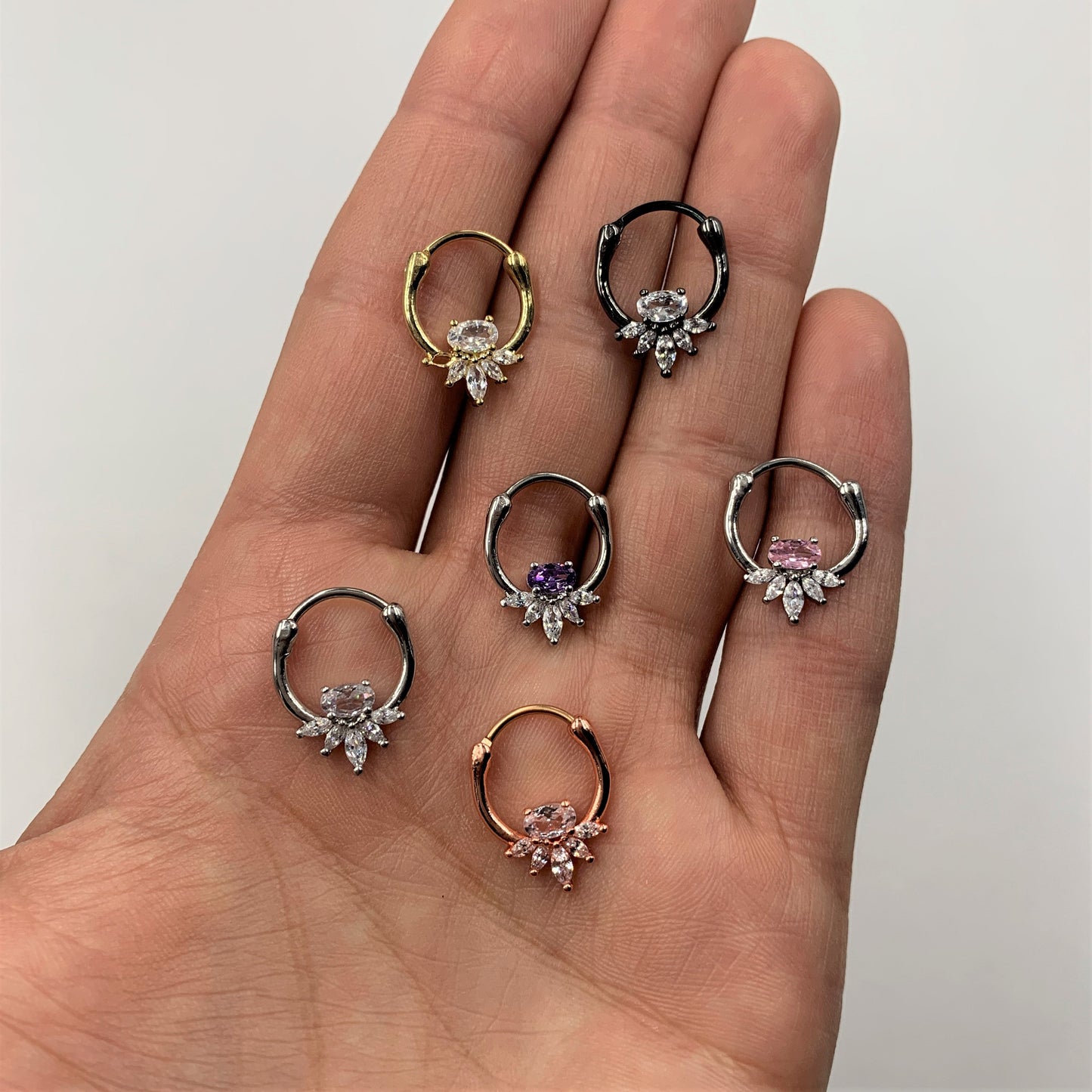 18G 3/8 Purple Clear Gem Spray Cartilage Clicker