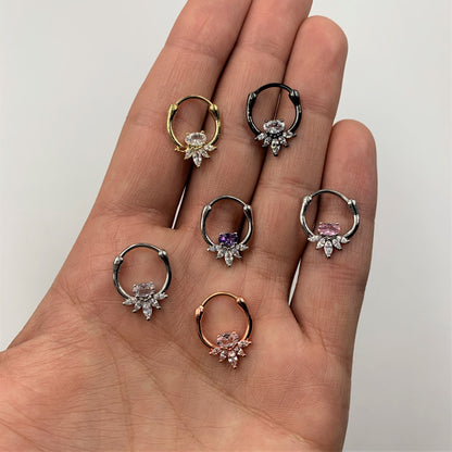 18G 3/8 Purple Clear Gem Spray Cartilage Clicker